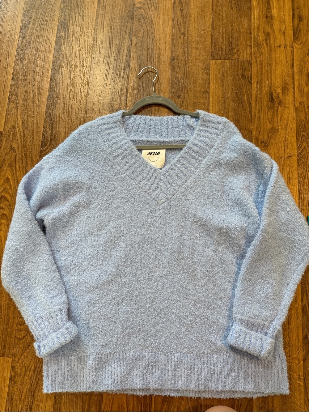 aerie Pastel Blue V-Neck Plush Sweater